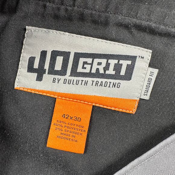 Duluth Trading Co 40 Grit Pants Mens 42 Gray Flex Twill Standard Fit Khaki Chino - Picture 3 of 9